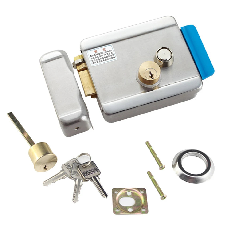 DC12V Stainless Steel Electronic Control Lock Electric Gate Door Lock Eletric Rim Lock Support Video Doorphone Intercom System Vue