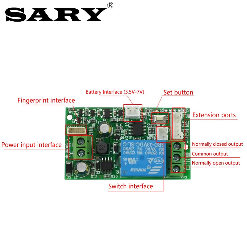 Access control fingerprint control board 7-30V fingerprint identification module low power relay controller Vue