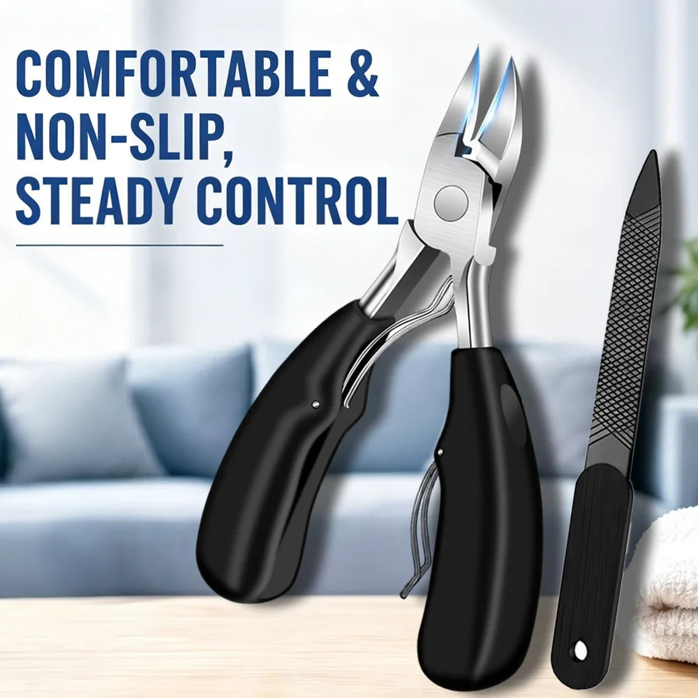 2pcs Set Anti-Splash Curved Nail Clippers Premium Nail Clippers Concave Edges, Thick Nail Wide Opening, Curved Cuticle Trimmer Vue