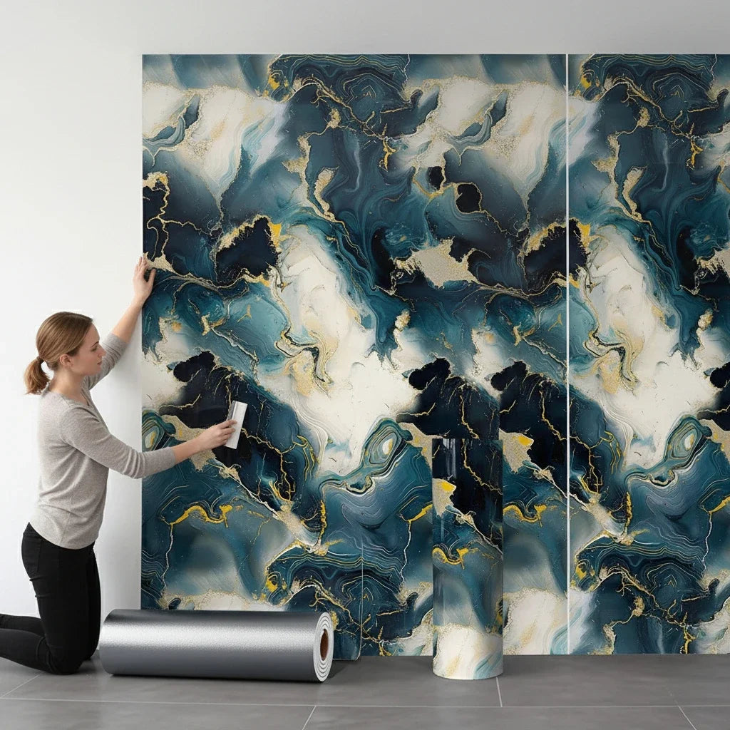 3D Self Adhesive Marble Wallpaper Faux Tile Sticker Removable Peel and Stick for Floor Ceiling Wall Home Decor Vue