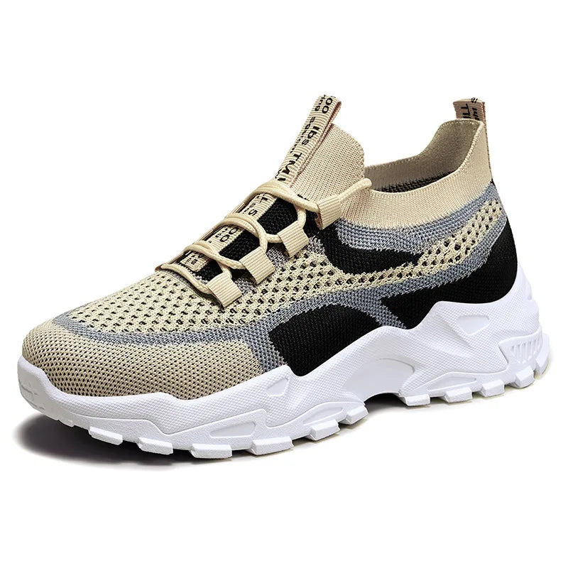 Women's Breathable Mesh Chunky Sole Casual Sneakers Casual Sneakers Vue G-JM291-Beige black 41