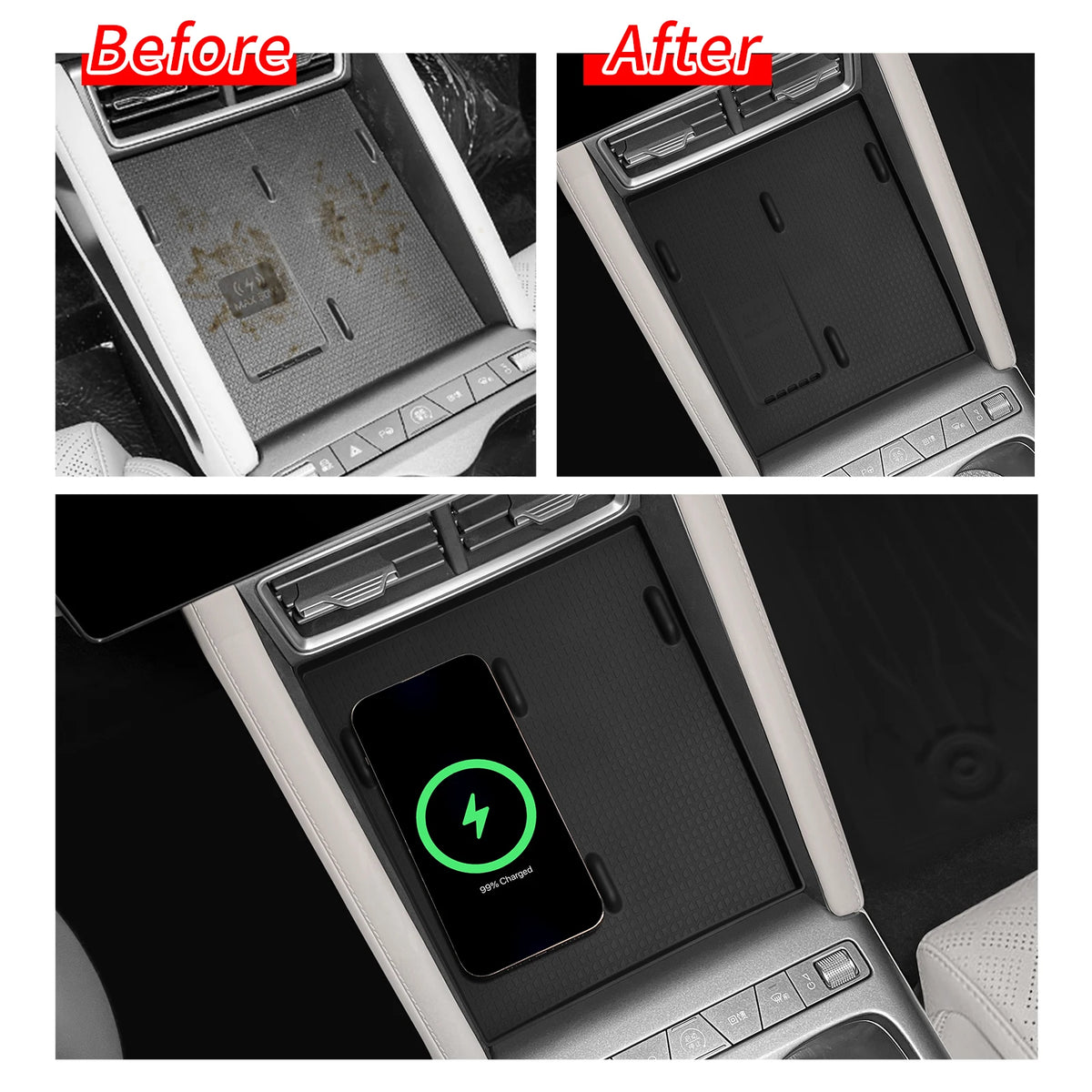 Smabee for BYD Yuan UP/ Atto 2 2025-2026 Button Control Version Wireless Charging Pad Silicone Anti-Slip Mats Car Accessiories Vue