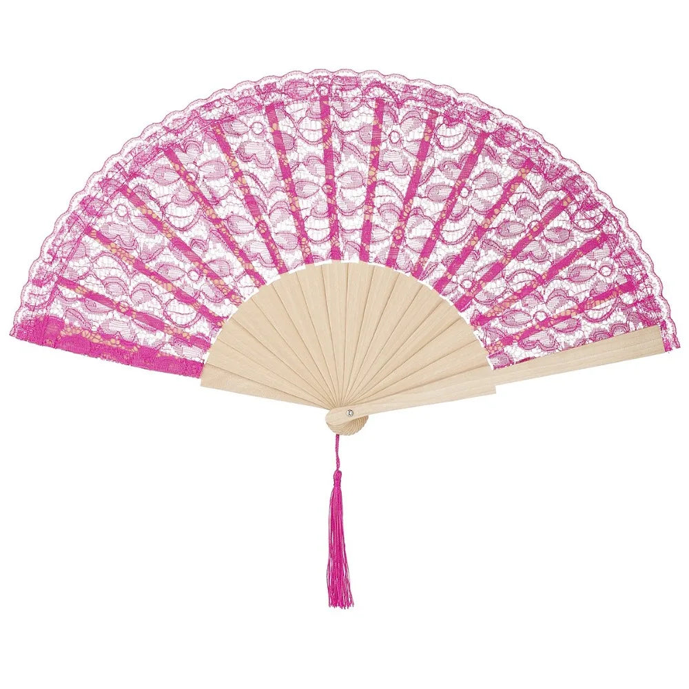 Portable Lace Pattern Chinese Fan Vintage Flower Design Folding