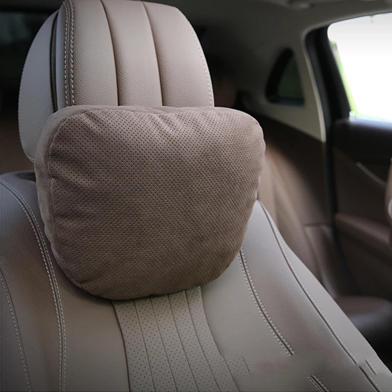 Luxury Breathable Car Neck Pillow For Mercedes Benz S-Class Maybach Soft Headrest Suede Leather Auto Lumbar Pillows Interior Vue