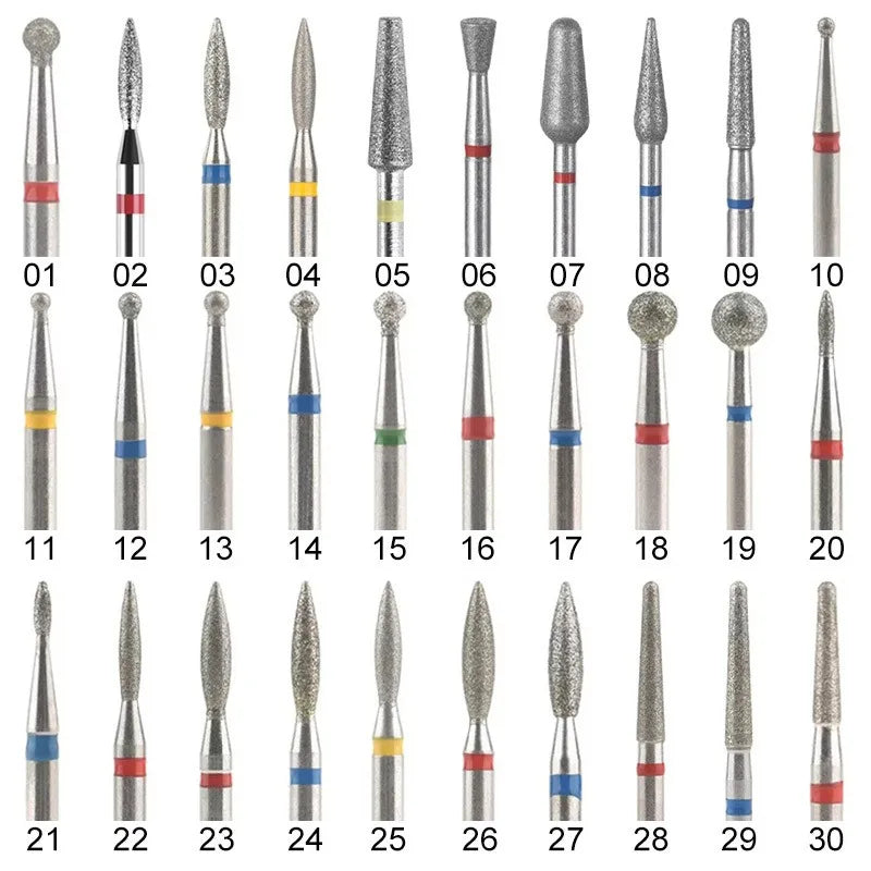 10Pcs/Set Diamond Milling Cutter Nail Drill Bits Set For Manicure Accessory Pedicure Eletric Machine Nail Bit Brush Burr Tools Vue