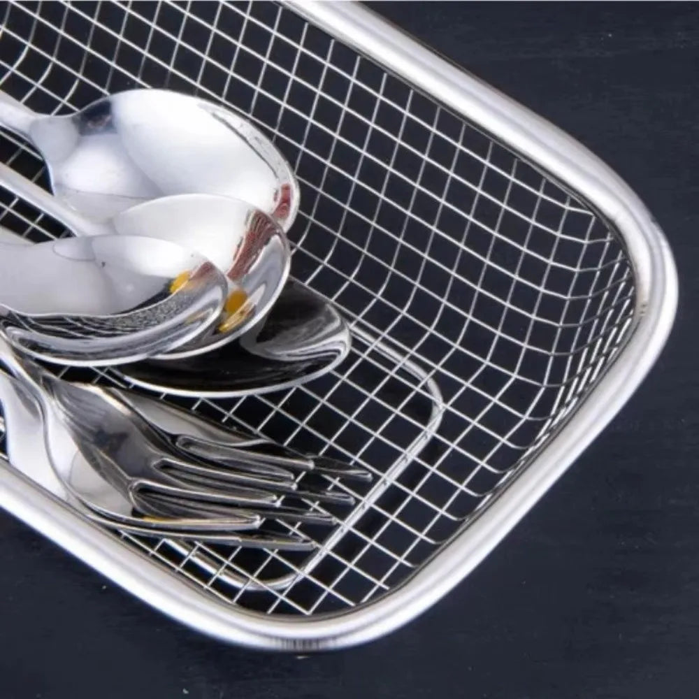 Stainless Steel Mesh Drain Basket Anti-rust Thickened Vegetable Washing Basin Mesh Filtering Rectangle Wash Basket Kitchen Use Vue