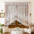 Flower Pattern French Lace Jacquard Curtain Translucent Through-rod Design Kitchen Partition Tulle No Drilling Required Vue White 118.11x62.99 in