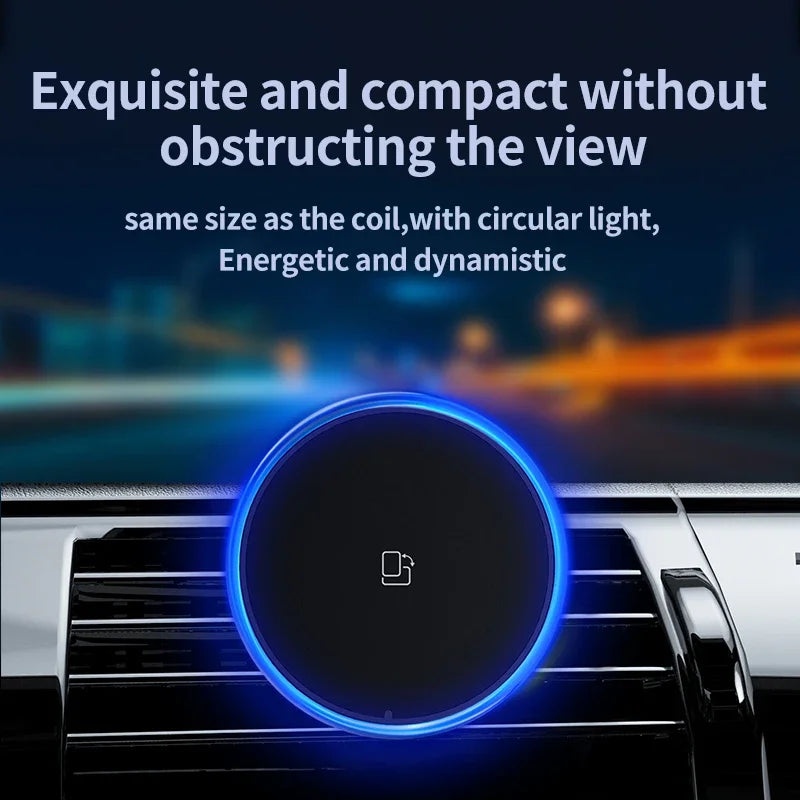 RGB Magnetic Car Wireless Charger For iPhone 12 13 14 15 Pro Max Mini Macsafe Car Phone Holder Stand Mount Fast Charging Station Vue