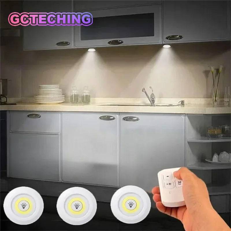 Dimmable LED Under Cabinet Light with Remote Control Battery Operated LED Closets Lights Wardrobe Bathroom lighting Night Light Vue