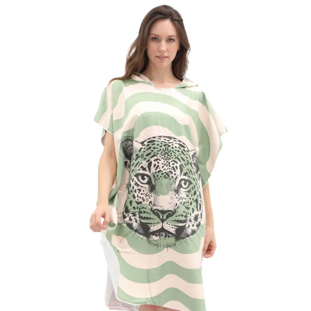 Adult Quick-drying Cape Beach Towel Convenient Change Bathrobe Diving Swimming Water Absorption Can Wear Bath Towel Women Vue