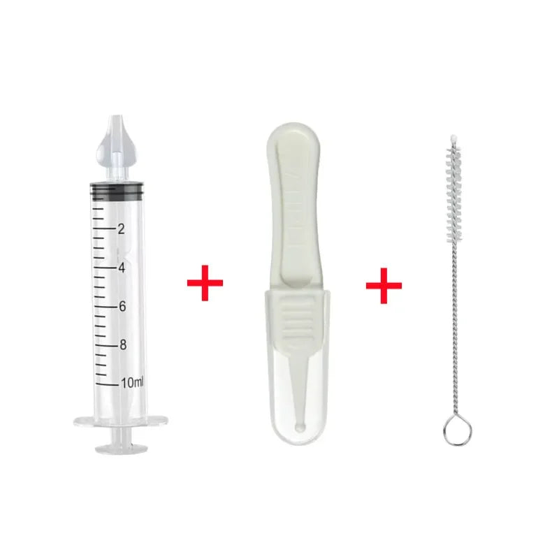 vvocci Baby Nose Cleaner Baby Brush & Tweezer with Cleaning Needle Wash Tool Tube Aspirator NasalSyringe Nasal Irrigator Nose Vue B364-3Pcs Set White