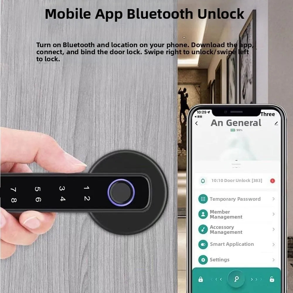 Remote Lock Smart Fingerprint Door Lock Smart Password Electronic Digital Door Handles Bluetooth WiFi Gateway Vue