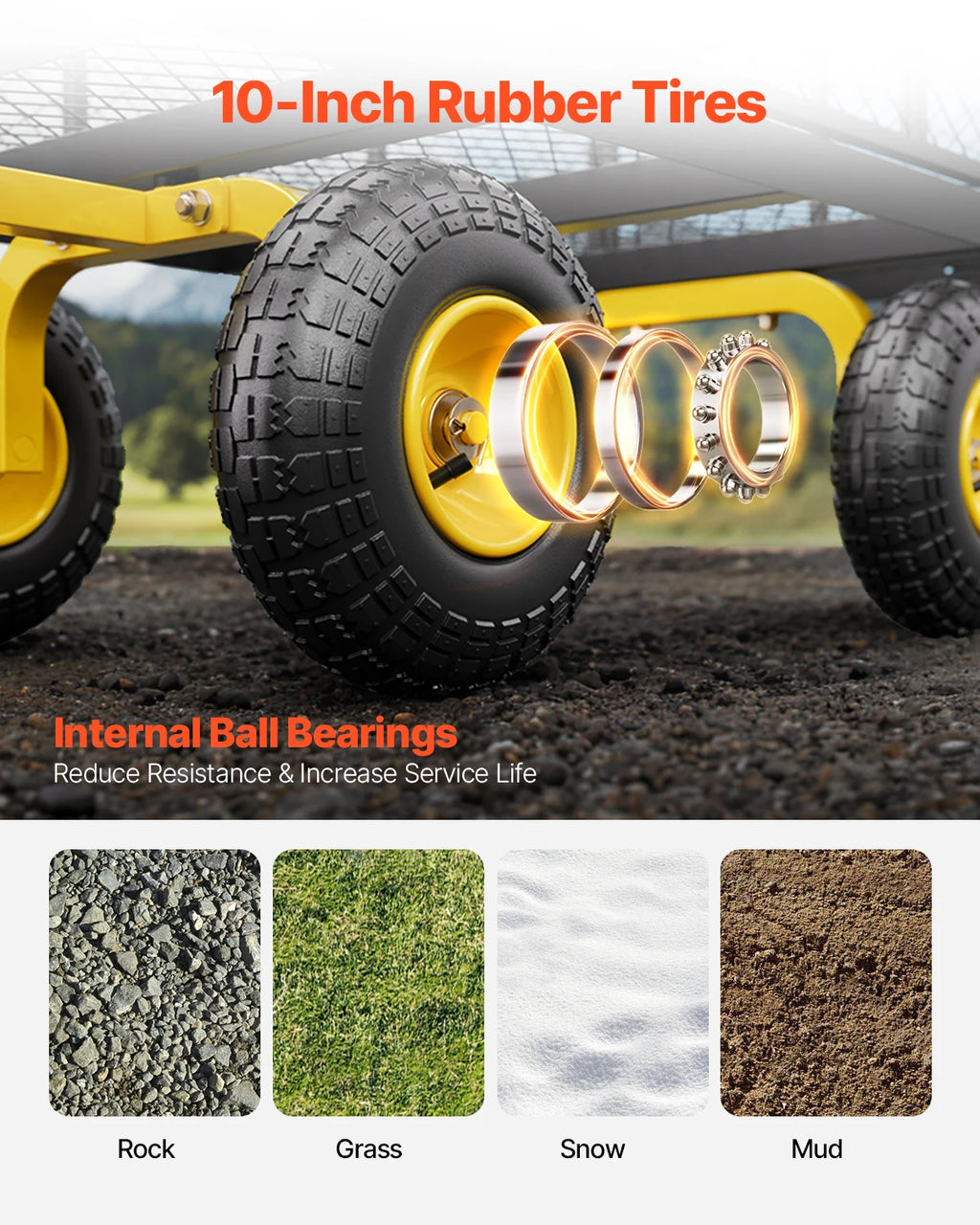 500 lb Steel Garden Wagon Cart | All-Terrain, Removable Sides Steel Garden Wagon Vue
