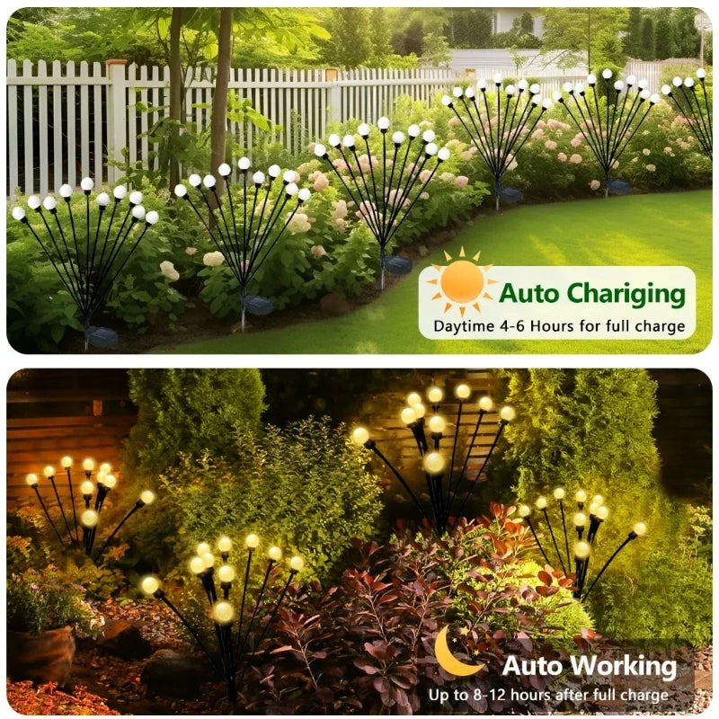 10 LED Solar Firefly Starburst Lights RGB IP65 Waterproof Outdoor Garden Lights Landscape Stake Lamp for Path Yard Patio Decor Vue