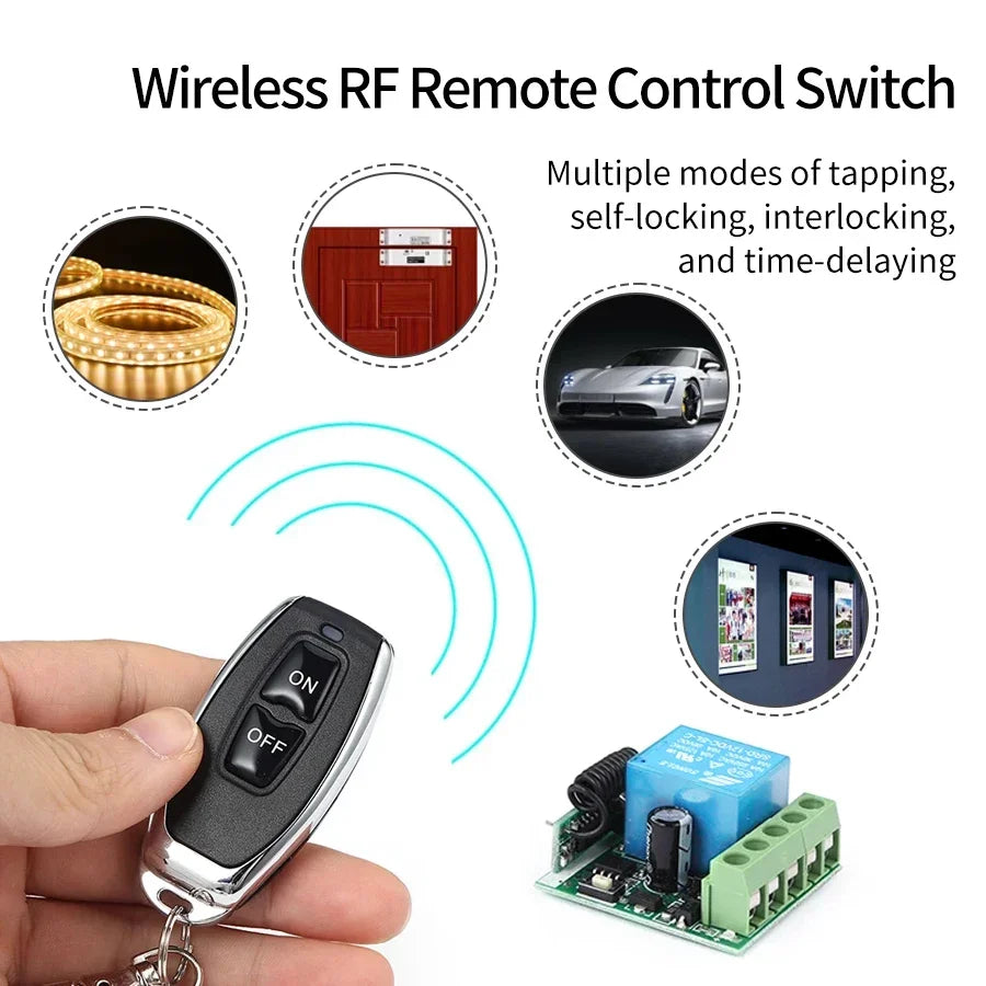 DC 12V Remote Control Smart Switch Universal RF 433MHz Gate Garage Door Led Lighting Asking Code Relay Receiver Mini Module 10A Vue