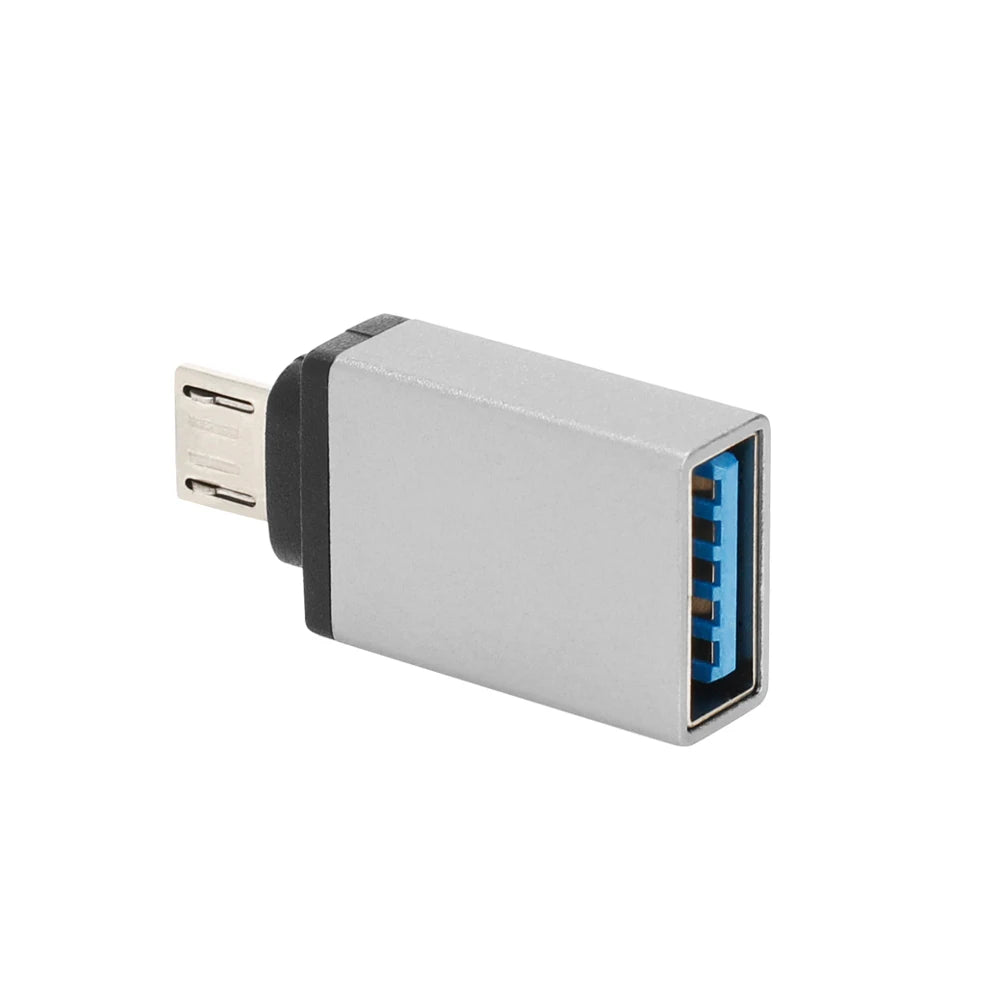 Micro USB OTG 3.0 Aluminum Alloy Metal Adapter Flash Drive Mobile Converter Android Vue Silver