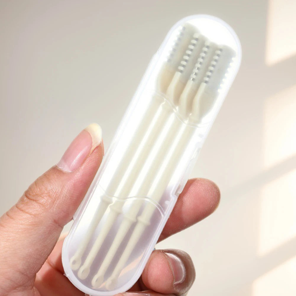4Pcs/Set Nose Hair Cutter Knife Manual Ear/Nose Hair Removal 2-in-1 Nasal Aspirator 360 Degree Rotating Ear/Nose Hair Trimmer Vue