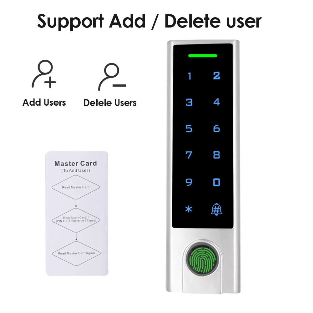 Tuya APP Fingerprint Access Control Standalone Keypads 125Khz RFID Reader Door Lock Waterproof Keypad Wifi Remote Open Anywhere Vue