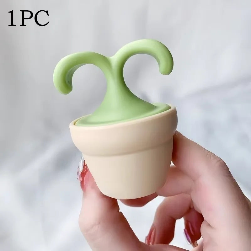2/1Pcs Potted Plant Eye Massager Portable Ice Compress Rollerball for Puffiness & Dark Circles Relief Travel Face Neck Care Tool Vue 1pc-STAM