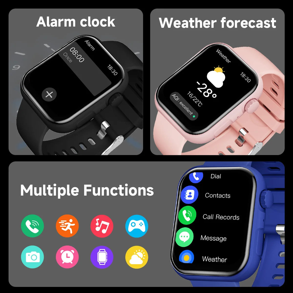 2026 New SmartWatch Bluetooth Call Music Sports Band Long Battery Fitness Tracker Silicone Strap Health Monitor for Adults fun Vue