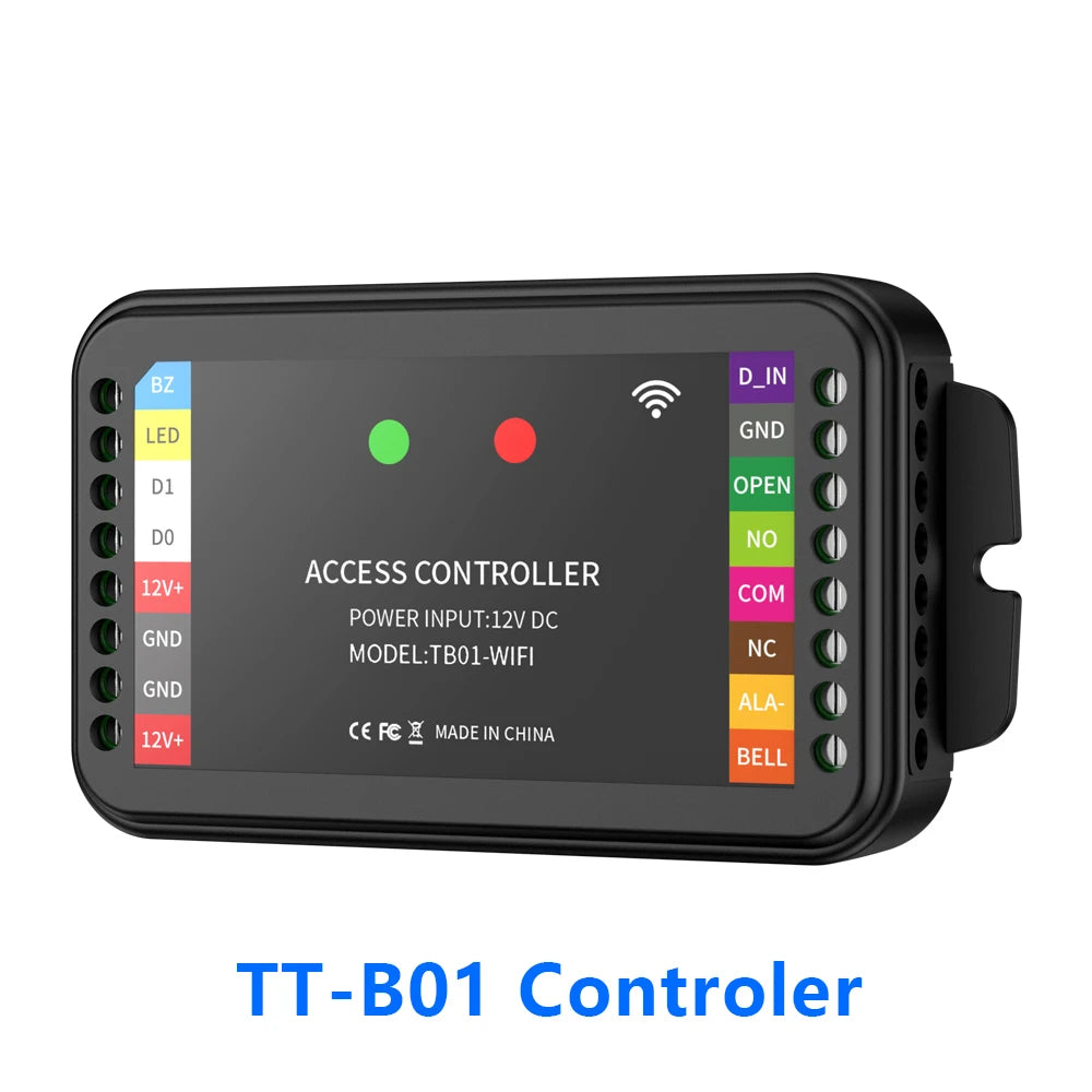 DC12-24V Dual Frequency Access Control Controller Smart TTLOCK APP Remote Unlock 2-Door Interlock WG 26/34 Input Relay Output Vue TTB01