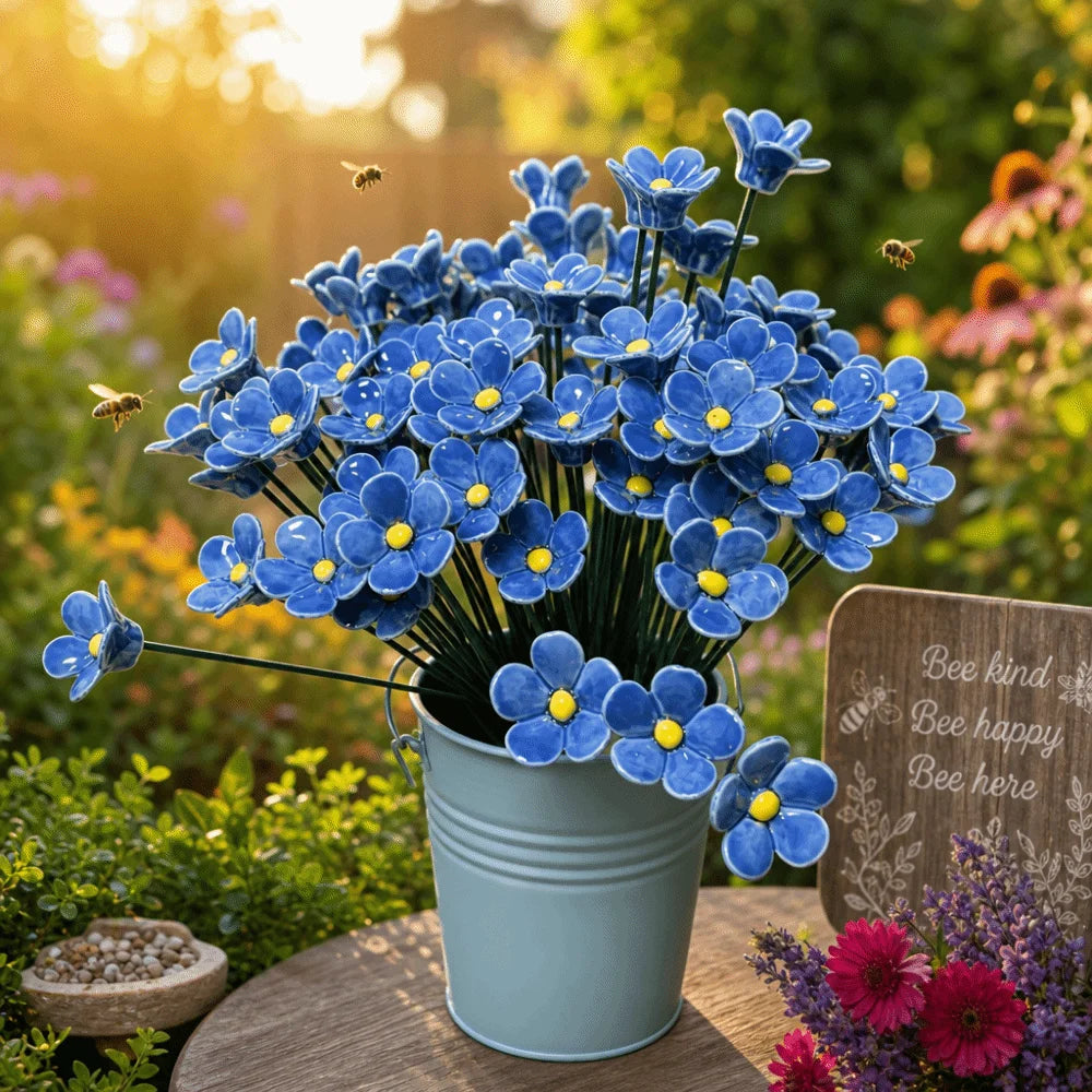 3 pcs Flower Shape Bee Butterfly Water Dispenser Garden Decoration Ceramic Insect Drinking Cup DIY Gifts Bee Watering Station Vue