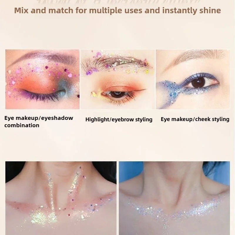 6pcs/Set Sequins Face Glitter Gel Makeup,Eyeshadow Glitter for Festivals Party Bar Makeup,Jelly Glitter Powder Gel Decorations Vue