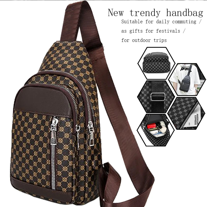 Neutral Functional Chest Bag Women Men Patchwork Dot Design Suitable