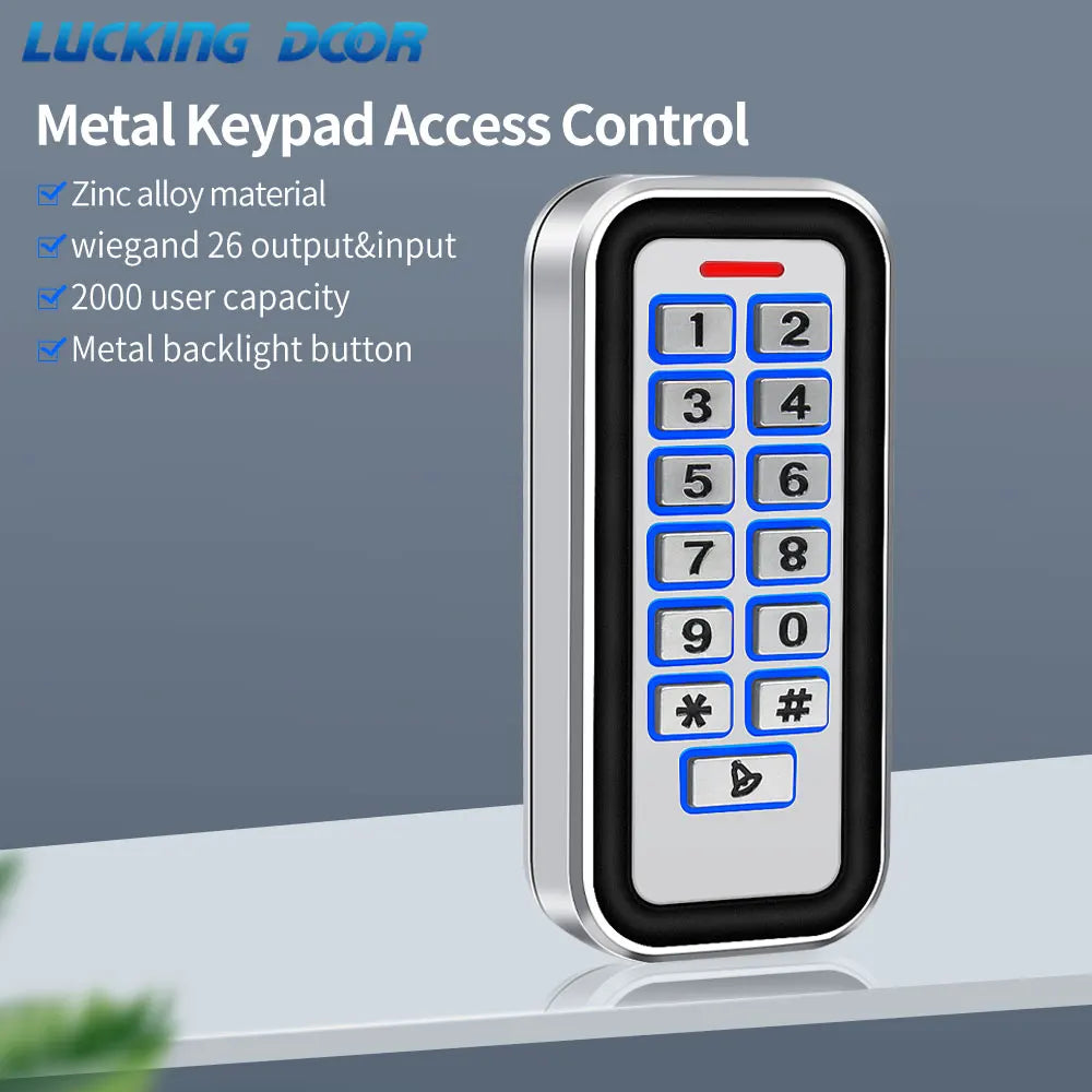 IP67 Waterproof 2000User Zinc Metal Access Control Keypad 125Khz RFID Card Reader with Wiegand Output & Input Entry Door Opener Vue