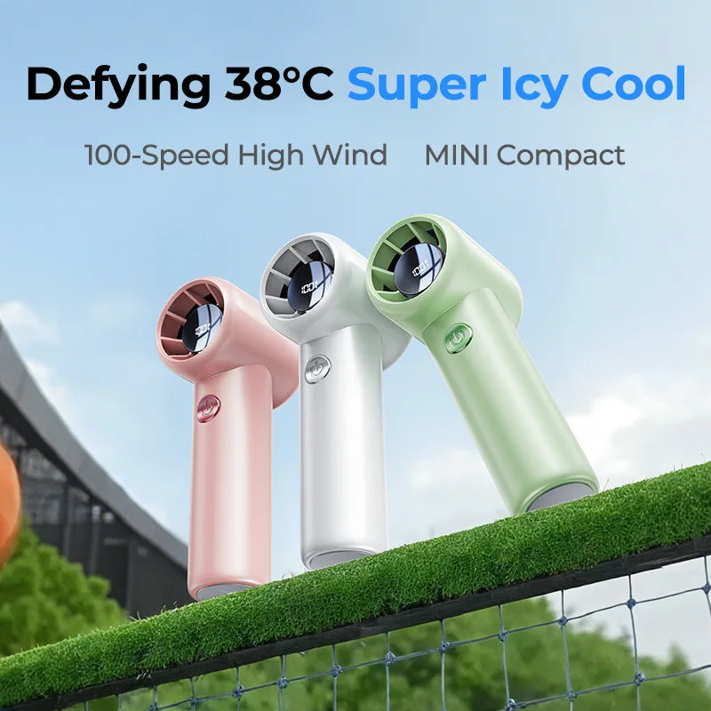 Mini Handheld Fan Portable USB Rechargeable with LED Display Powerful Cooling Breeze Heatstroke Relief for Outdoor Sports Office Vue