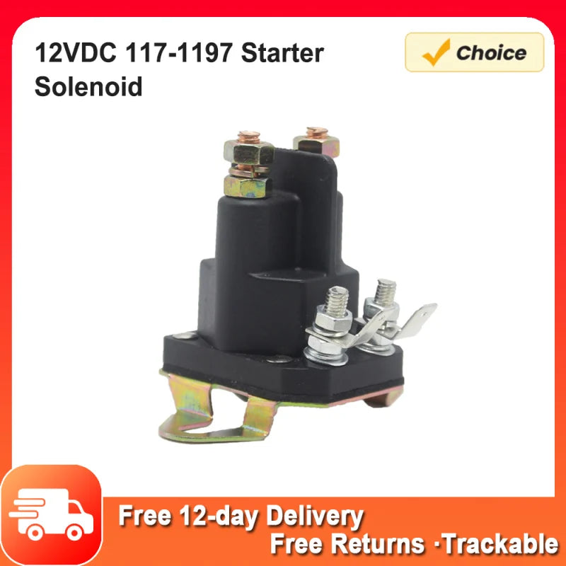 12VDC 117-1197 Starter Solenoid 4-Terminal Starter Relay Solenoid for Toro Exmark Zero Turn Lawn Mower Pure Copper Motors Vue Default Title