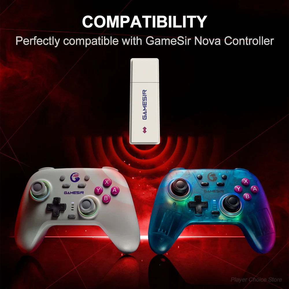 GameSir Nova Controle 2.4G Wireless Receiver Dongle for Connecting to PC Plug and Play for Nova Gamepad Adapter Vue