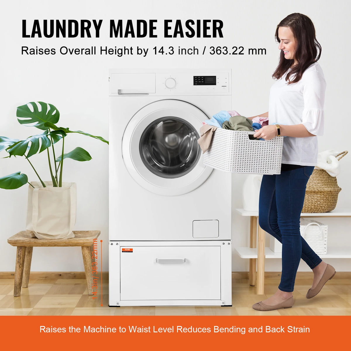Heavy-Duty Washer & Dryer Pedestal Stand with Storage Drawer Washer Dryer Pedestal Vue
