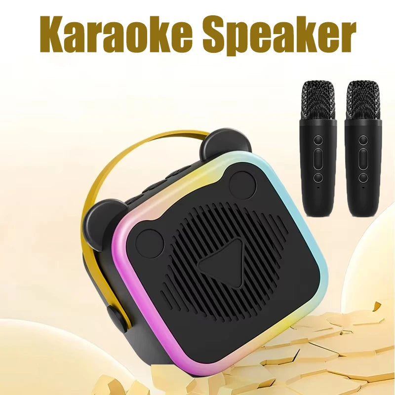 K10 Bluetooth Wireless Speaker With 2 Microphone RGB Light Outdoor Home Voice Change Karaoke Mini Speaker for Family Gifts Vue