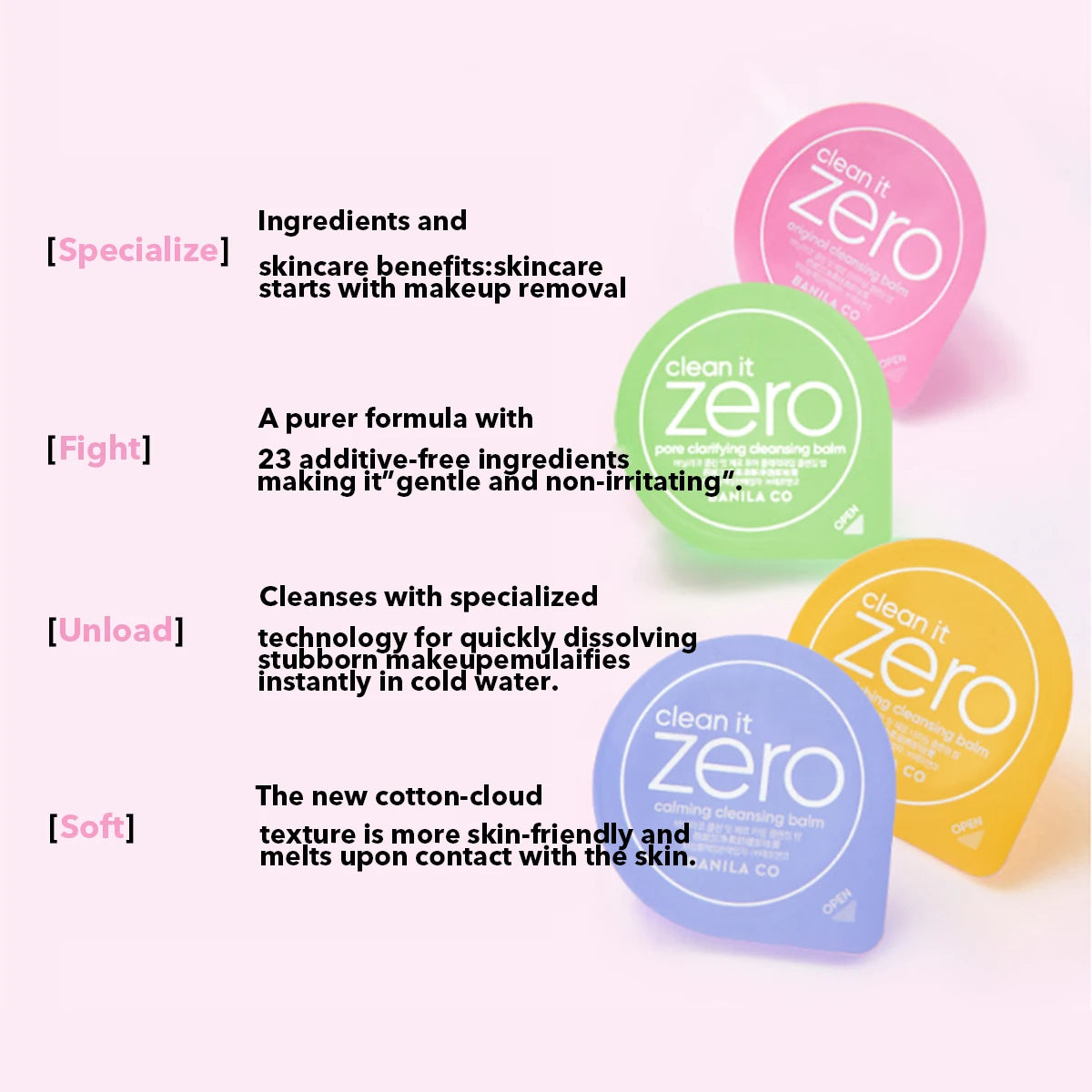 Banila Co Clean It Zero Cleansing Balm Mini Capsule Set 4×3g,Creamy Balm,Deep Makeup Removal,Clear Wash,K-Beauty,Korean Makeup Vue