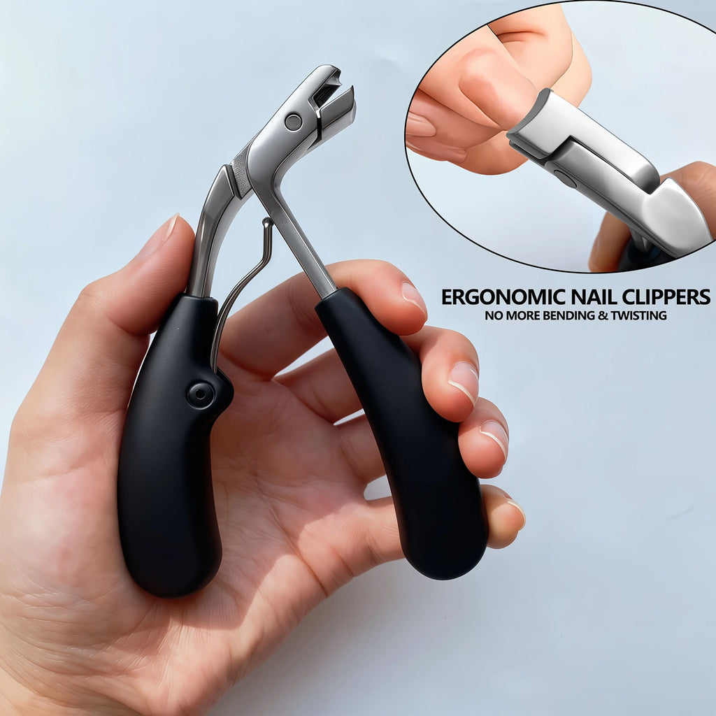 3pcs Wide Opening Nail Clippers with Curved Blades | Wide Opening Sharp Built-in Toenail Clippers with Long Handle Vue