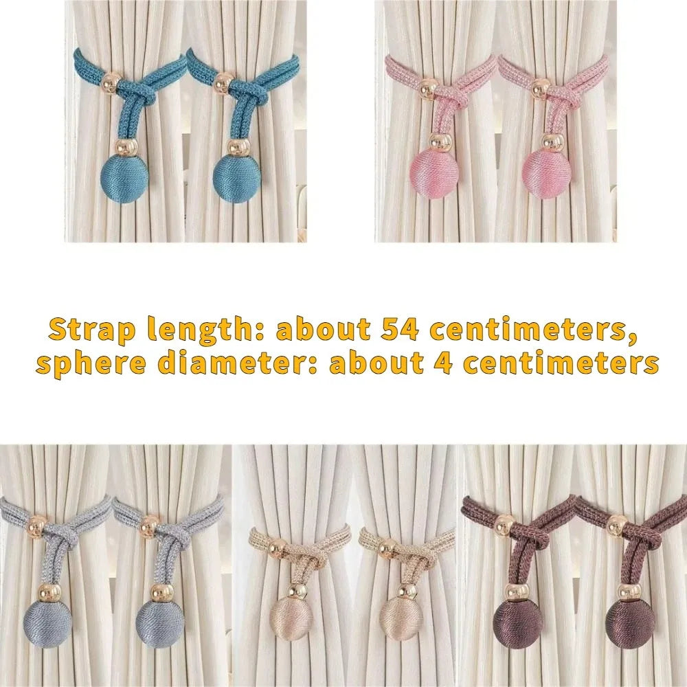 1 Pair Fashion Adjustable Curtain Tie Straps with Ball Pendant Simple Curtain Binding Straps Decorative Curtain Fixer Office Vue
