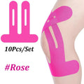 10PCS Precut Kinesiology Tape For Knees,Waterproof Elastic Breathable Knee Tape,Athletic Tape Provide Support Stability Running Vue Pink