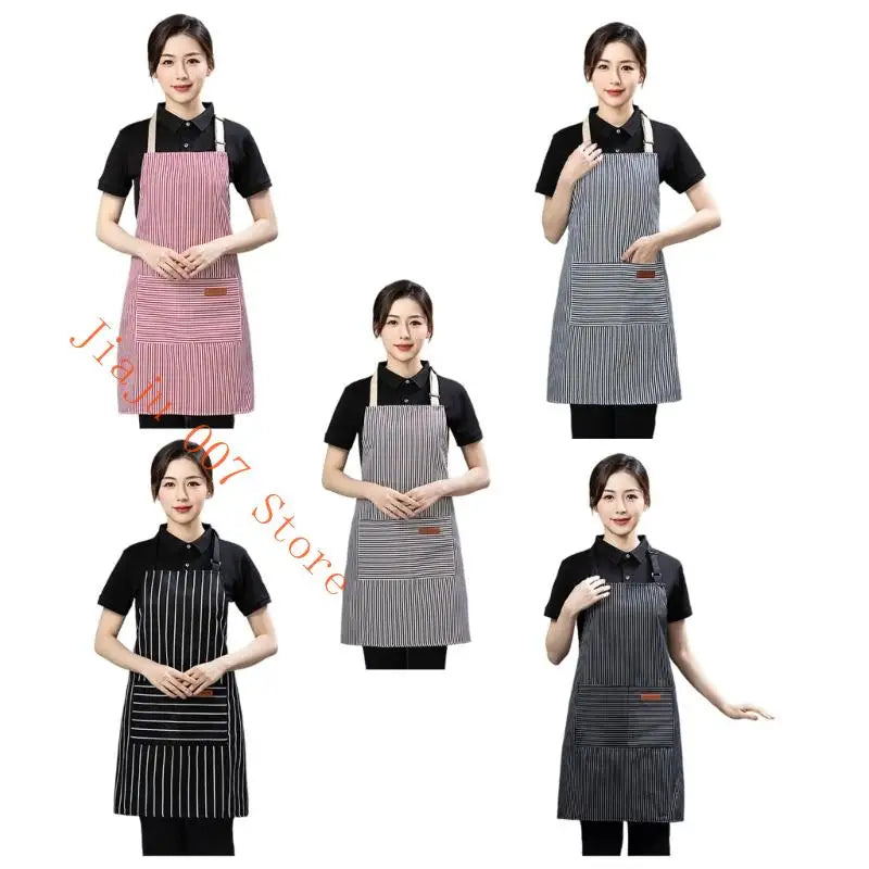 Striped Polycotton Kitchen Apron with Adjustable Straps Kitchen Apron Vue