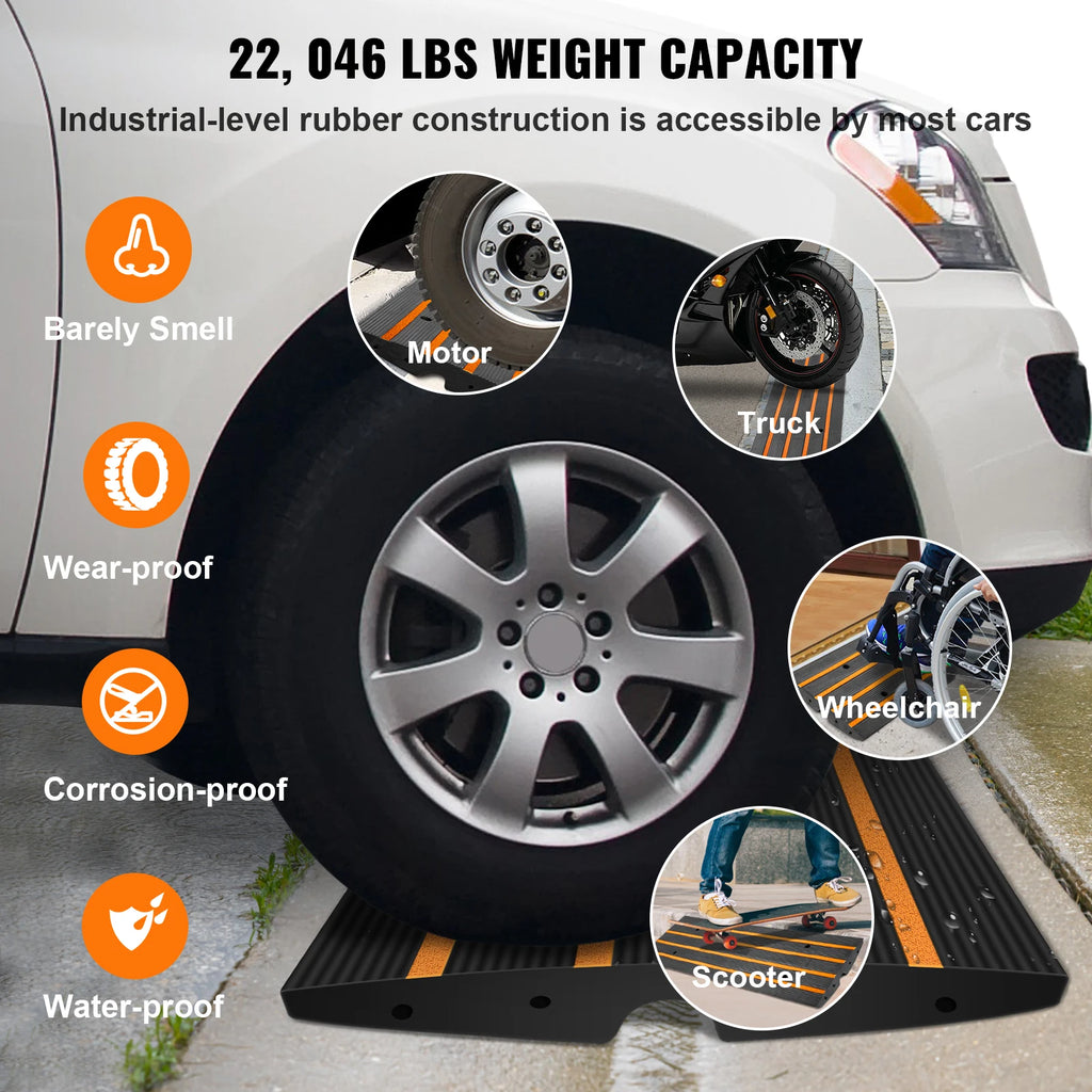 SucceBuy Rubber Curb Ramp | 15-Ton Driveway Threshold – 1/2/3 Pack Rubber Curb Ramp Vue