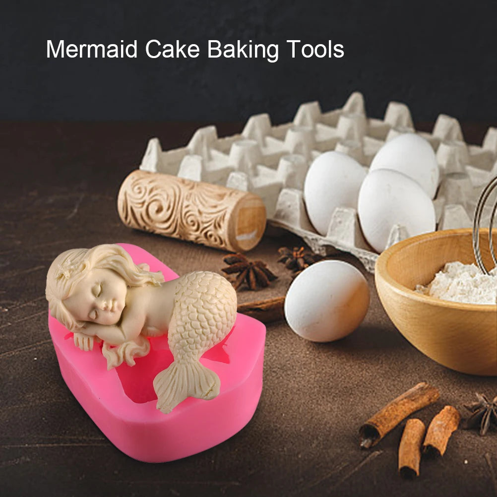 Mermaid Silicone Mold Simulation Mermaid Cake Mold Non-stick Mold Vue Default Title