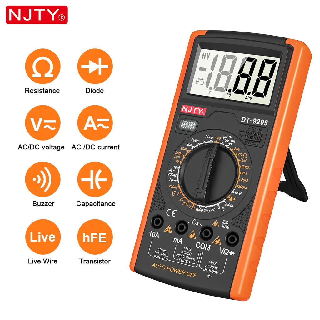 Digital Multimeter Manual Professional multimetro AC/DC Voltage Current Frequency Tester Live Wire Ohm Ammeter Electric Tools Vue