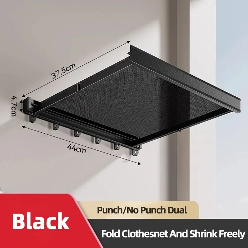 Wall Mounted Foldable Hat & Clothes Rack - Space Saving Organizer with Multi-Hooks for Bathroom, Balcony and Entryway Storage Vue