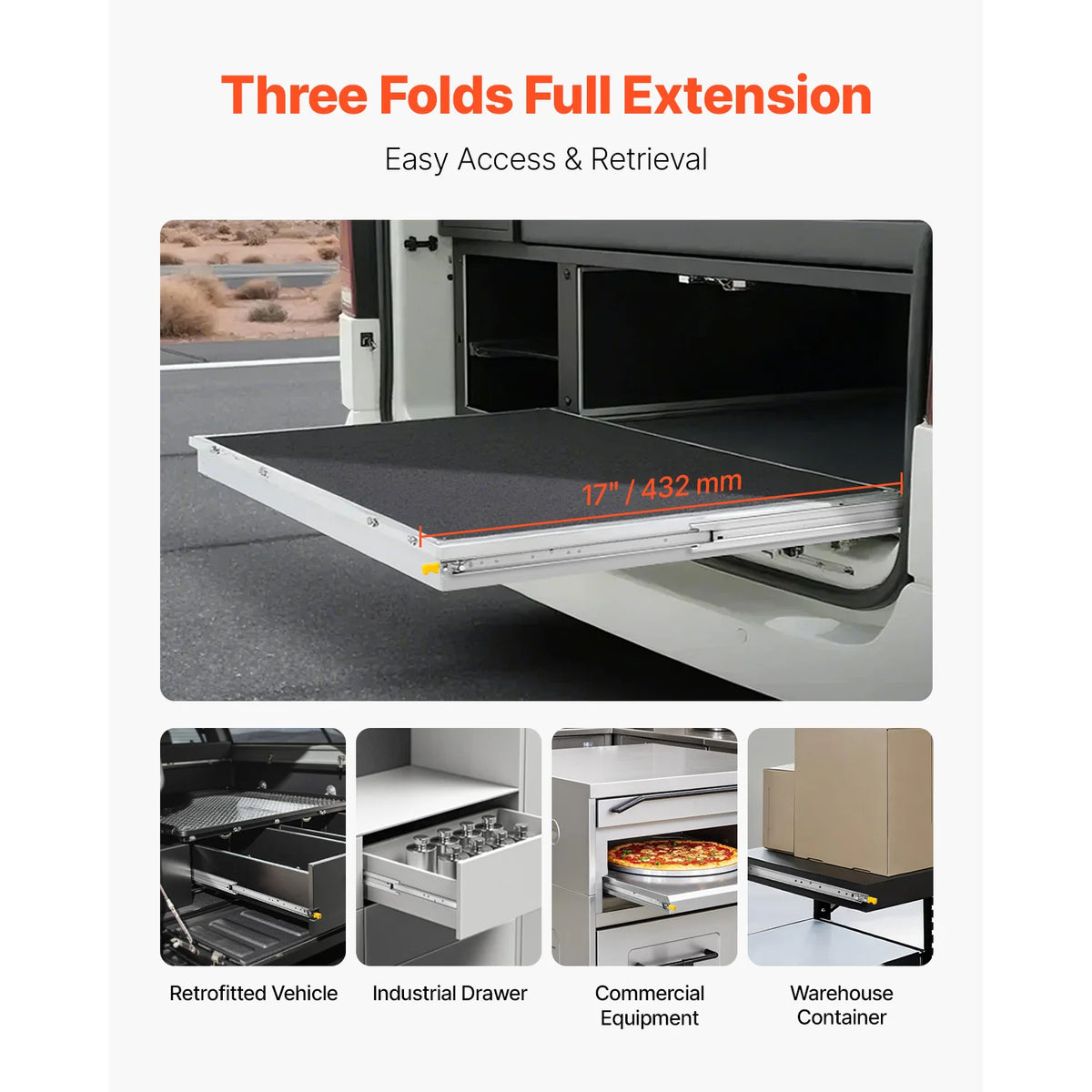 Heavy-Duty Drawer Slides Set of 2 – 250 lb Lockable, 16–60 in Drawer Slides Vue