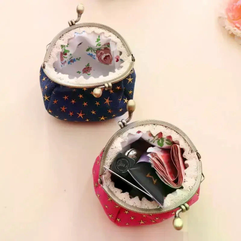 Denim Star Coin Purse for Women Mini Wallet with Buckle Card Holder Small Pocket Purse Everyday Use Vue