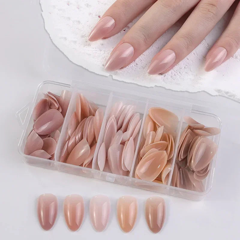 140PCS Skin Tones Press on Nails 3-IN-1 Nude Natural Soft Nail Tips Set Ultra-Fit Gel Nail Extensions Easy Manicure DIY Vue