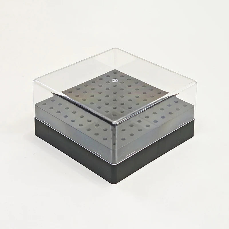 100 Holes Nail Art Drill Storage Box Grinding Polish Head Bit Holder Display Nail Drill Bits Organizer Plastic Nail Stand Vue Black