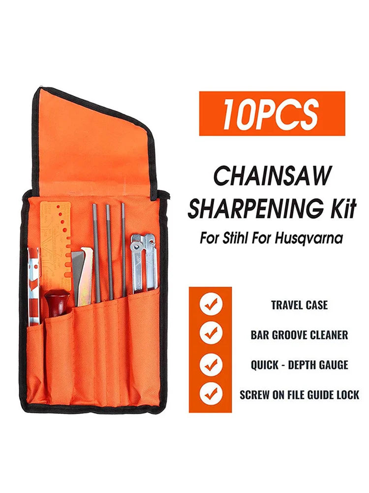 10-Piece Chainsaw Chain Sharpening Kit with Files & Storage Bag Chainsaw Sharpening Kit Vue
