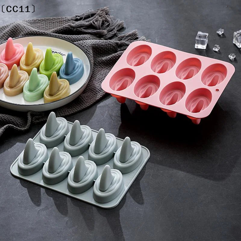 8-hole Shark Fin Shape Cake Silicone Mold Three-dimensional Ice Grid Chocolate Mould Baking Accessories〔CC11〕 Vue