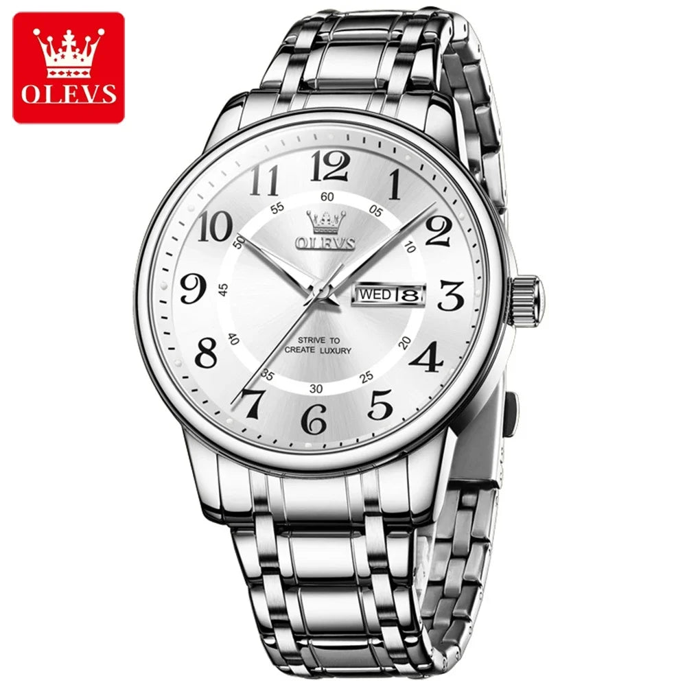 OLEVS 2891 Men's Luminous Stainless Steel Quartz Watch Men's Quartz Watch Vue silver silver men China Mainland
